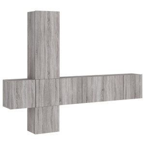 Muebles de TV de pared 5 pzas madera de ingeniería gris Sonoma H