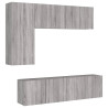 Muebles de TV de pared 5 pzas madera de ingeniería gris Sonoma 2