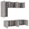 Muebles de TV de pared 5 pzas madera de ingeniería gris Sonoma 4