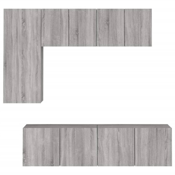 Muebles de TV de pared 5 pzas madera de ingeniería gris Sonoma M 5