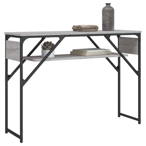 Mesa consola estante madera ingeniería Sonoma gris 105x30x75 cm M 3
