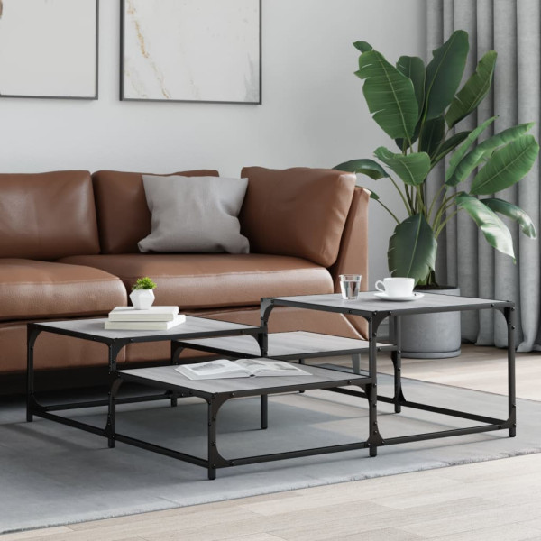 Mesa de centro madera de ingeniería gris Sonoma 107x107x40 cm M 3