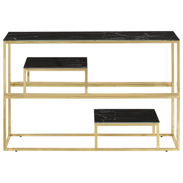 Mesa consola acero inoxidable dorado y vidrio templado M 3