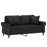 Sofá 2 lugares + almofadas decoração 140 cm couro artif. preto 3