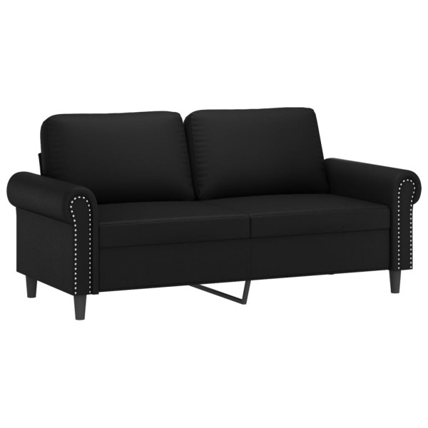 Sofá 2 lugares + almofadas decoração 140 cm couro artif. preto M 4