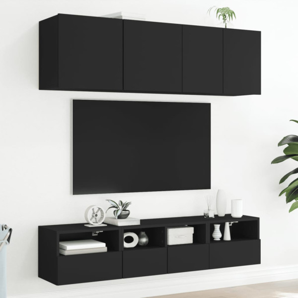 Mueble de pared para TV madera de ingeniería negro 40x30x30 cm M 4