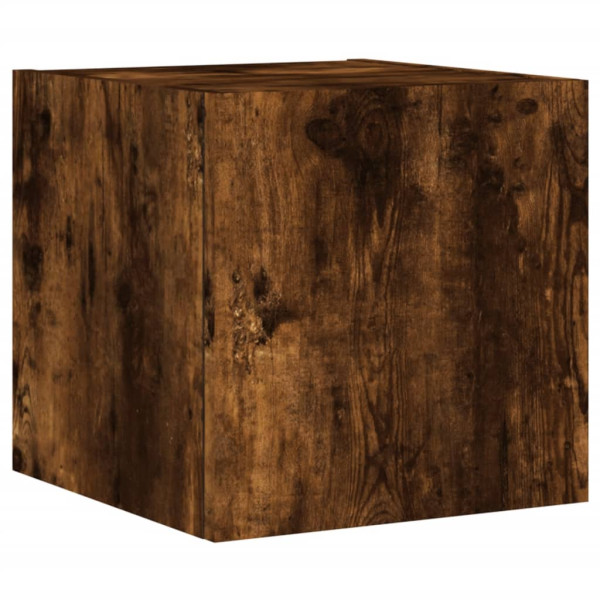 Mueble de TV de pared con luces LED roble ahumado 30.5x35x30 cm M 3