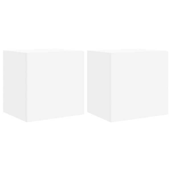 Muebles de TV de pared con luces LED 2 uds blanco 40.5x35x40 cm M 2