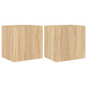 Muebles de TV pared luces LED 2 uds roble Sonoma 40.5x35x40 cm 2