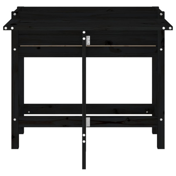 Jardinera con tapa plegable madera maciza de pino negro M 4