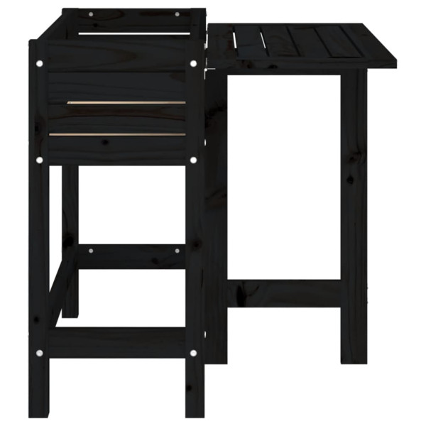 Jardinera con tapa plegable madera maciza de pino negro M 5