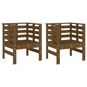 Cadeiras de jardim 2 pcs 61.5x53x71cm pinho maciço castanho-mel H