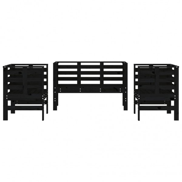 Juego de muebles de jardín 3 pzas madera maciza de pino negro M 4