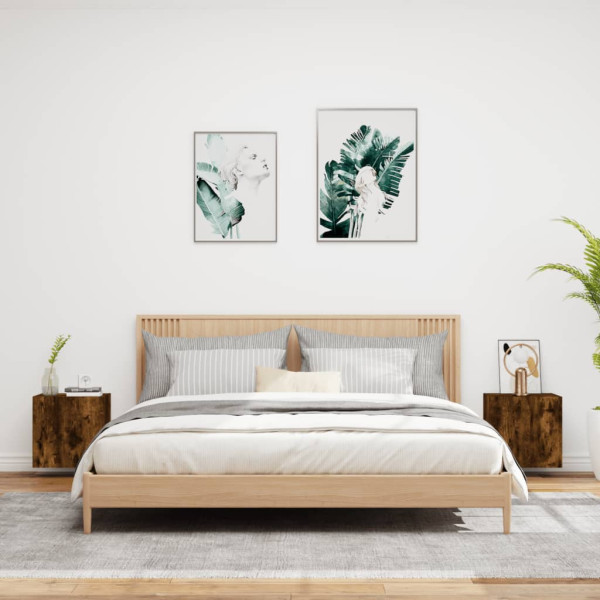 Muebles de TV pared 2 uds madera roble ahumado 40.5x30x40 cm M 3