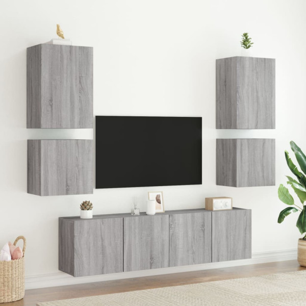Muebles de TV de pared 2 uds madera gris Sonoma 40.5x30x40 cm M 4