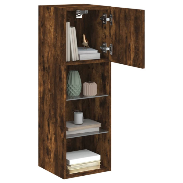 Muebles de TV con luces LED 2 uds roble ahumado 30.5x30x90 cm M 5