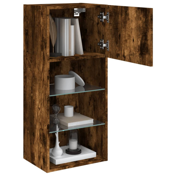 Muebles de TV con luces LED 2 uds roble ahumado 40.5x30x90 cm M 5