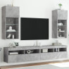 Muebles de TV con luces LED 2 uds gris hormigón 40.5x30x90 cm 1