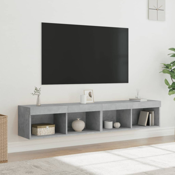 Muebles de TV con luces LED 2 uds gris hormigón 80x30x30 cm D