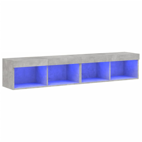 Muebles de TV con luces LED 2 uds gris hormigón 80x30x30 cm M 2
