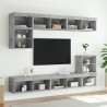 Muebles de TV con luces LED 2 uds gris hormigón 80x30x30 cm 3