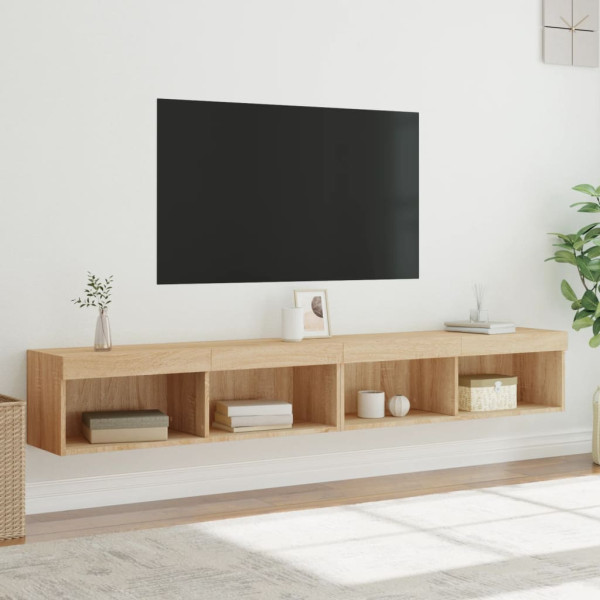 Muebles de TV con luces LED 2 uds roble Sonoma 100x30x30 cm M 5