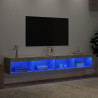 Muebles de TV con luces LED 2 uds gris hormigón 100x30x30 cm 4