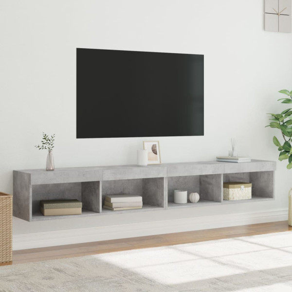 Muebles de TV con luces LED 2 uds gris hormigón 100x30x30 cm M 5