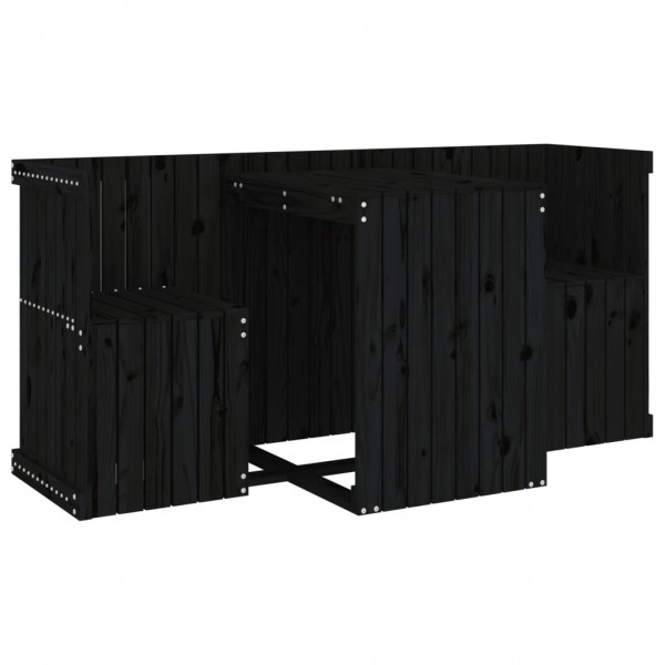 Juego de balcón 2 plazas madera maciza de pino negro M 2