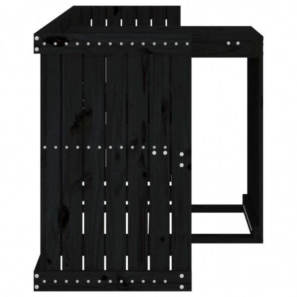 Juego de balcón 2 plazas madera maciza de pino negro M 5