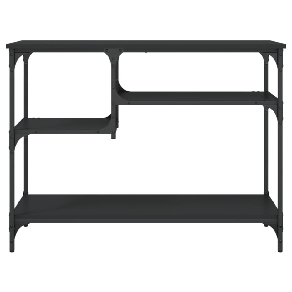 Mesa consola con estantes negro 100x35x75 cm M 4