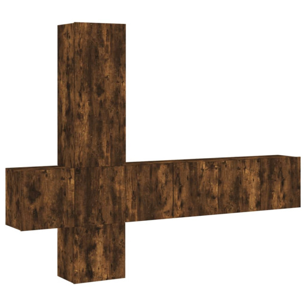 Muebles de TV de pared 5 pzas madera ingeniería roble ahumado M 2