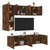 Muebles de TV de pared 5 pzas madera ingeniería roble ahumado 1