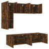 Muebles de TV de pared 5 pzas madera ingeniería roble ahumado 4