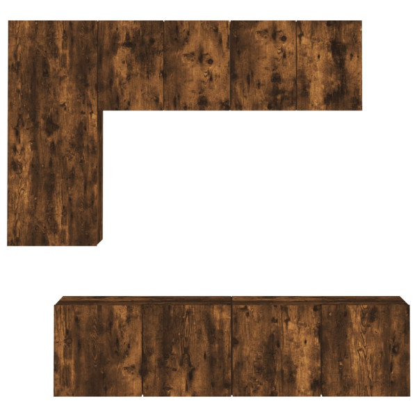 Muebles de TV de pared 5 pzas madera ingeniería roble ahumado M 5