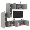 Muebles de TV de pared 5 pzas madera de ingeniería gris Sonoma 1