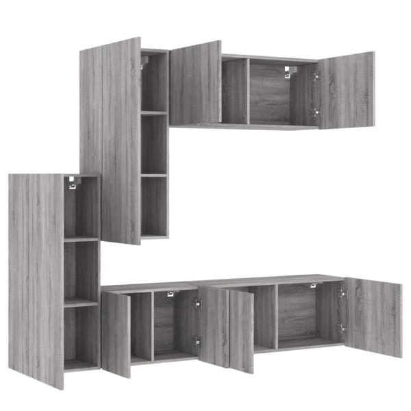 Muebles de TV de pared 5 pzas madera de ingeniería gris Sonoma M 4