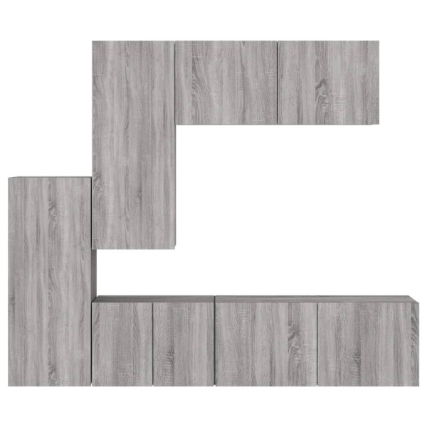 Muebles de TV de pared 5 pzas madera de ingeniería gris Sonoma M 5