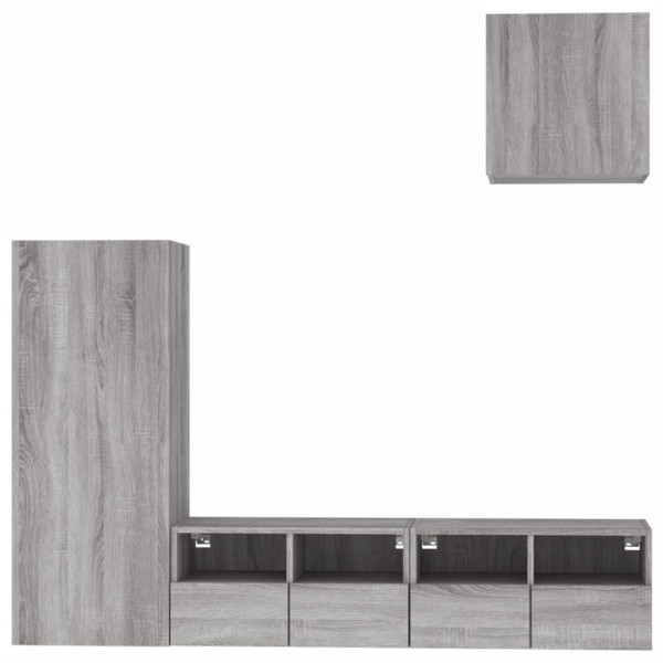 Muebles de TV de pared 4 pzas madera de ingeniería gris Sonoma M 5