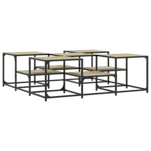 Mesa de centro madera de ingeniería roble Sonoma 121x121x40 cm H