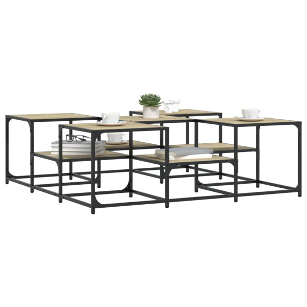 Mesa de centro madera de ingeniería roble Sonoma 121x121x40 cm M 4