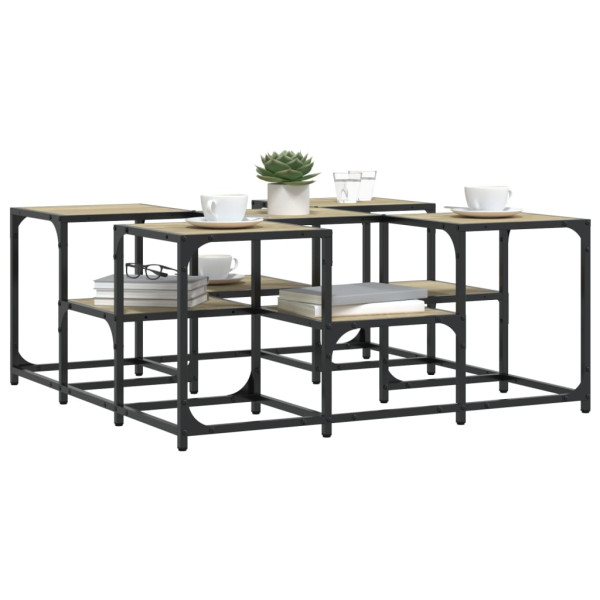 Mesa de centro madera de ingeniería roble Sonoma 91x91x40 cm M 4