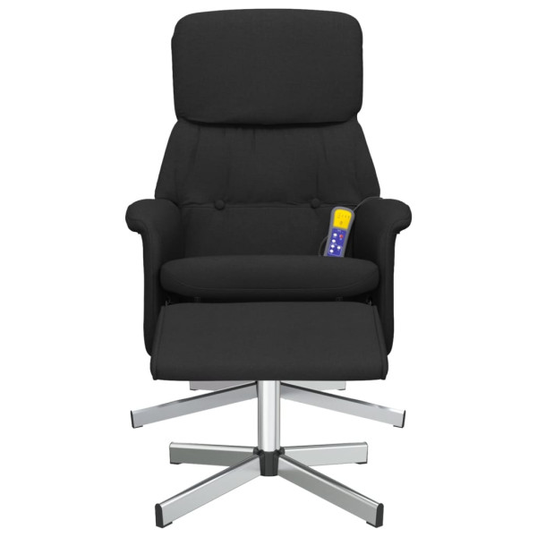 Sillón reclinable de masaje con reposapiés tela negro M 4