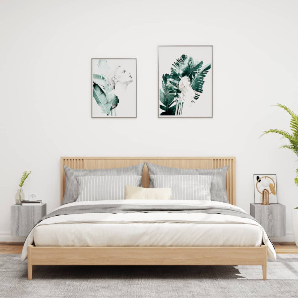 Móveis de parede para TV com luzes LED 2 pcs cinzento sonoma M 4