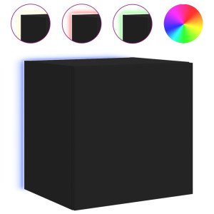 Móvel de parede para TV com luzes LED 40.5x35x40 cm preto H