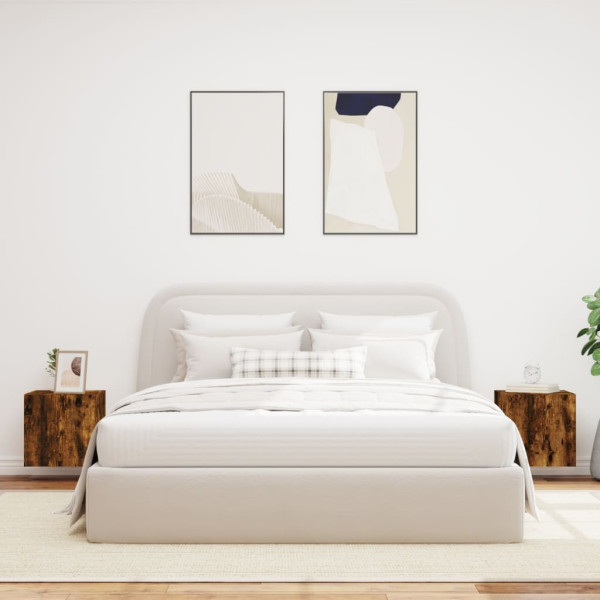 Muebles TV de pared luces LED 2 uds roble ahumado 40.5x35x40 cm M 4