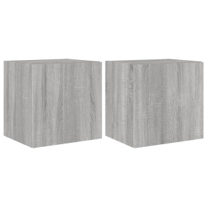 Muebles TV de pared luces LED 2 uds gris Sonoma 40.5x35x40 cm H