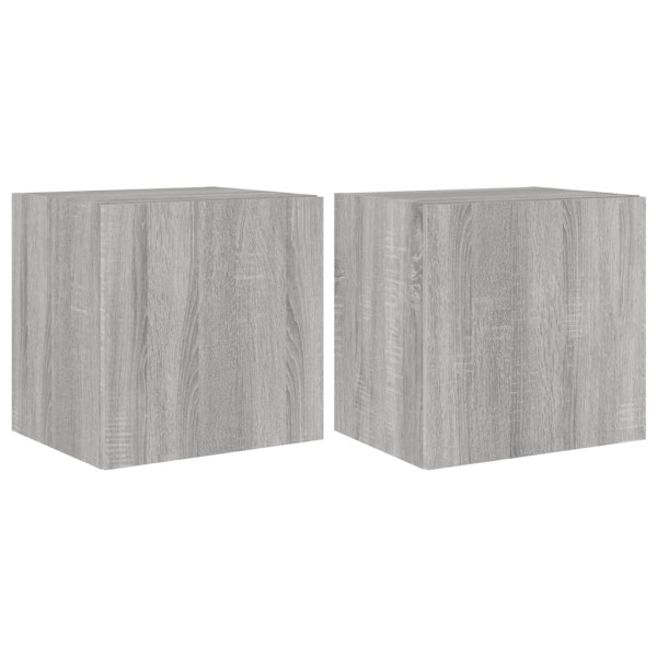 Muebles TV de pared luces LED 2 uds gris Sonoma 40.5x35x40 cm M 2
