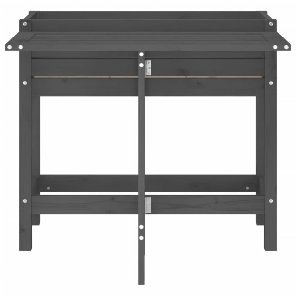 Jardinera con tapa plegable madera maciza de pino gris M 4