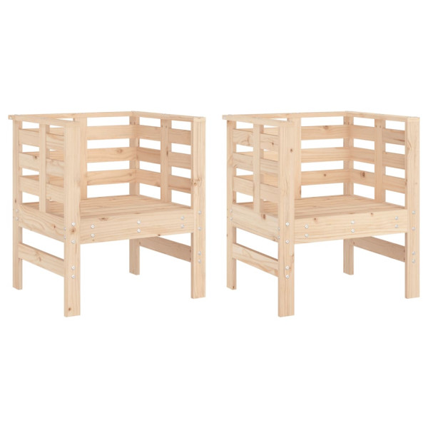 Sillas de jardín 2 uds madera maciza pino 61.5x53x71 cm M 2